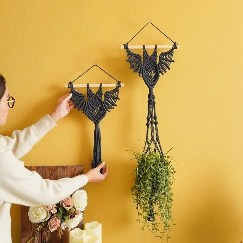 Plant Hanging Basket Children's Room Tapestry Home Bedroom Decoration Creative Hand Woven Tapestry Plant Net