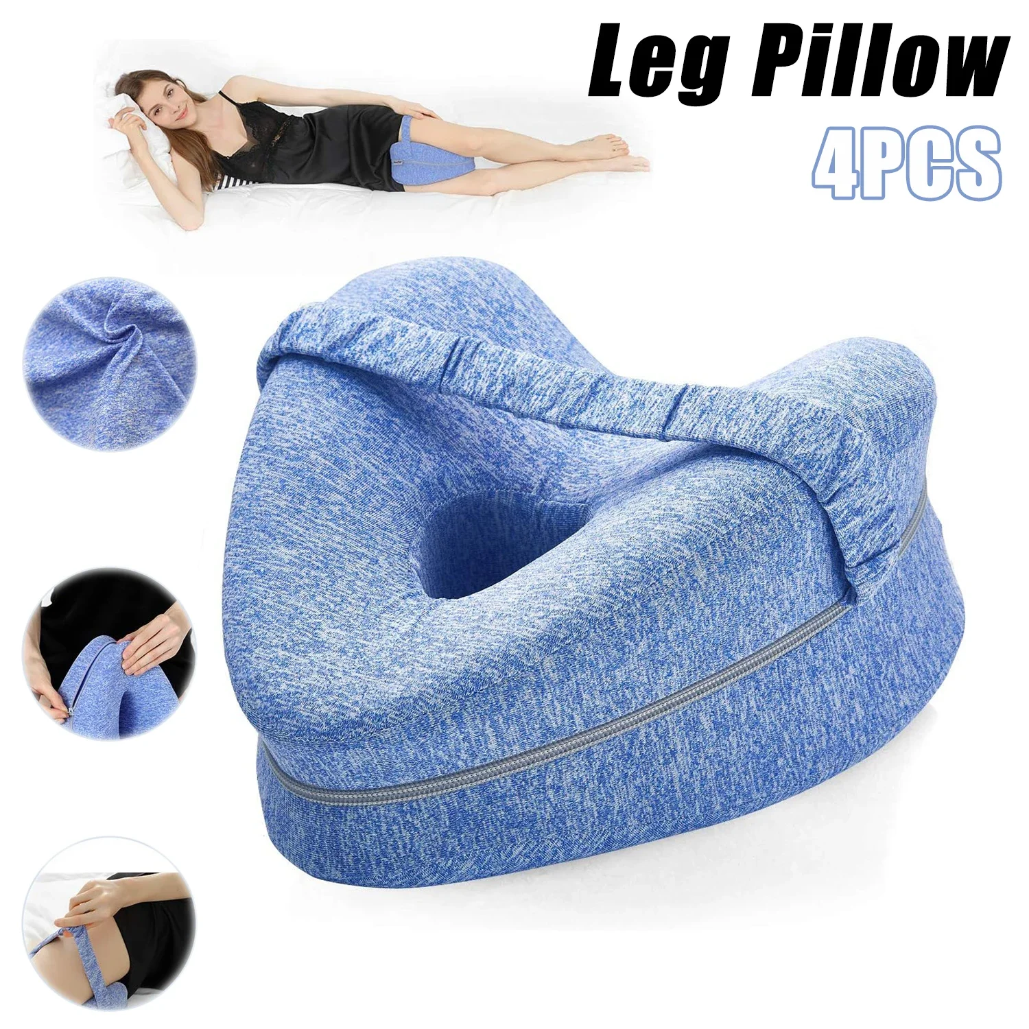 Body Memory Cotton Leg Pillow Home Foam Pillow Sleeping Orthopedic Sciatica Back Hip Joint for Pain Relief Thigh Leg Pad Cushio Leg Pillow