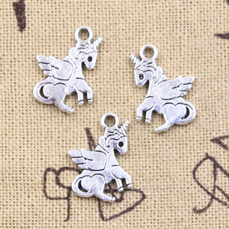 매력 유니콘 말 18x13mm 골동품 실버 컬러 펜던트 DIY 공예 만들기 결과 수제 티베트어 보석, 30 개