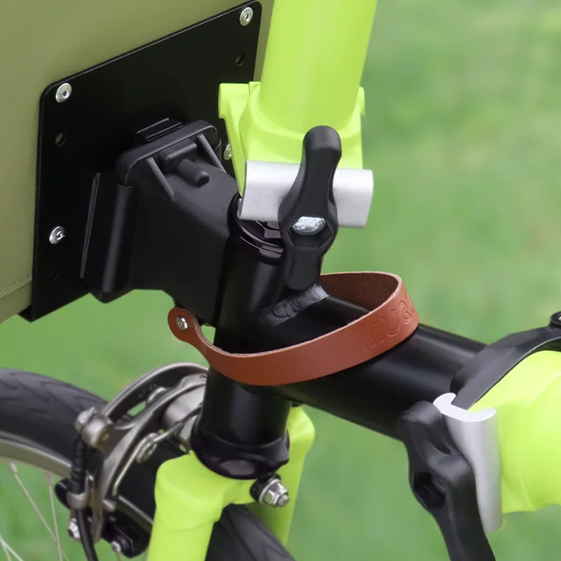 프론트 백 퀵 릴리스 소가죽 핸들 당김 링 Brompton 접이식 자전거 가방 캐리어와 호환 가능