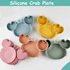 3Pcs Baby Feeding Plate Dishes Silicone Sucker Bowl Plate For Kids Children's Cartoon Tableware Sets Boys Girls Crab Plate 2