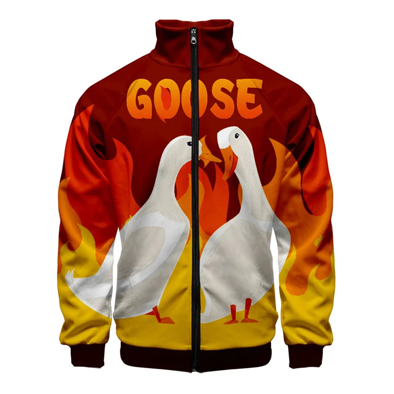thumbnail image 1 of Chaqueta con estampado 3D de animales de ganso para hombres y niños, abrigo de manga larga con estampado de dibujos animados, chaquetas con cremallera para primavera y otoño, 1 of 5