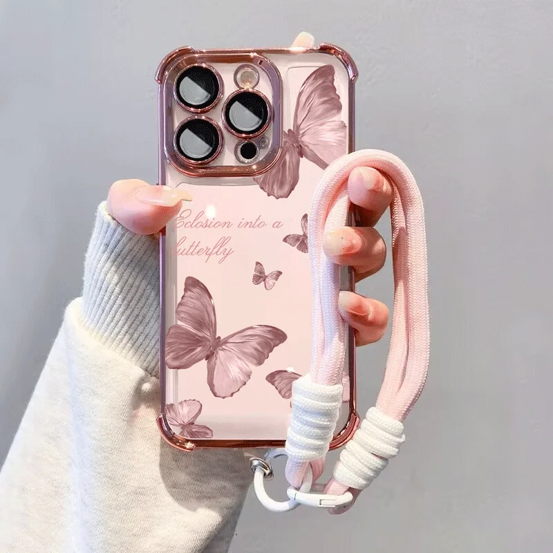 Butterfly Design Phone Case with Strap Cover