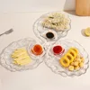 Grid Leaf Glass Dumpling Plate,Creative Fruit Sushi Fries Dish with Vinegar Household Dumpling Plates Unique Transparent Trays 3