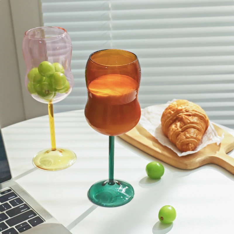 1pc Champagne Glass Handmade Color Glass Wine Goblet Juice Cup  Heat-Resistant Water Cup Drinking Wine Glass Cocktail-glass - AliExpress 15
