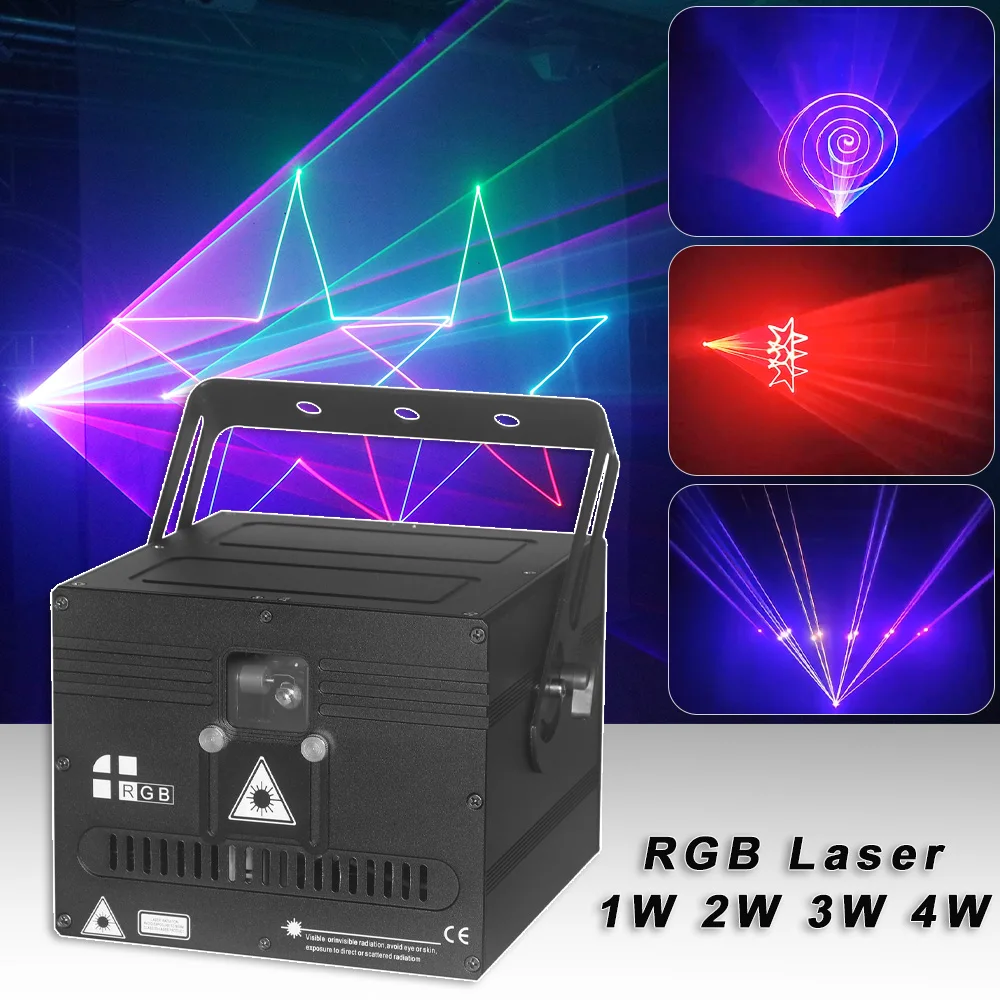Laser Ilda Rgb 1W 2W 3W 4W Beam 3D Projector Scanner Animazione Dmx Dj Disco House Party Bar Club Xmas Effect Stage Lighting