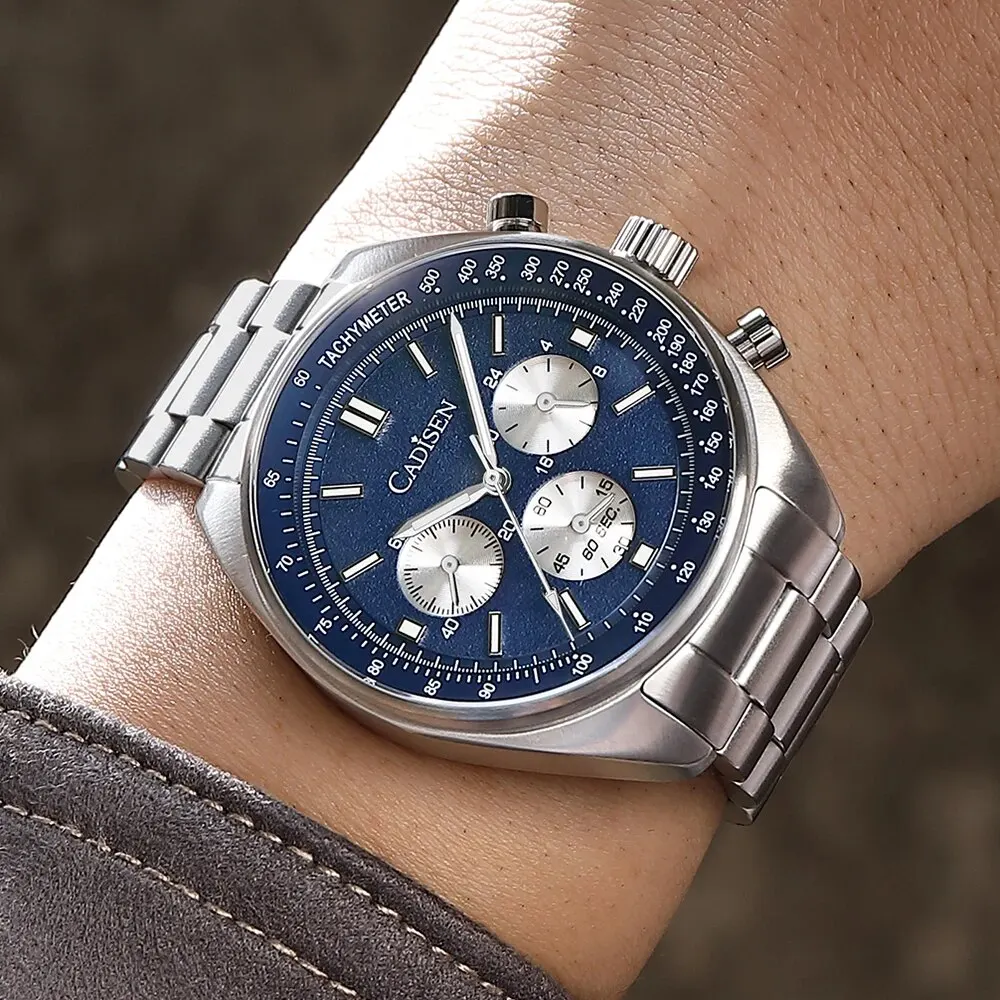 CADISEN 2024 New Men Watches Quartz Business Watches Japan VD53 Mens Clock Top Brand Luxury Watch Men Chronograph Watch for Men