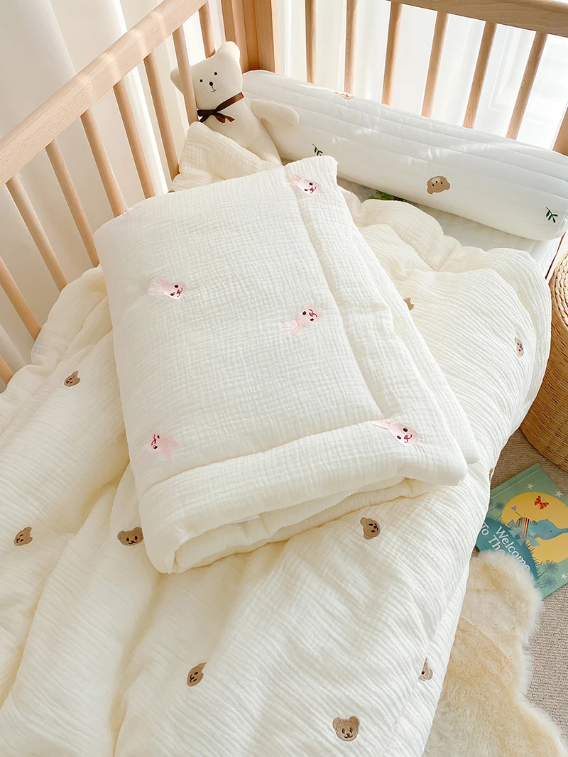 Cartoon Bear Bunny Baby Quilt Newborn Nap Quilts Soft Cotton Infant Blanket Spring Fall Winter Swaddle Wrapped Bedding 100*120CM