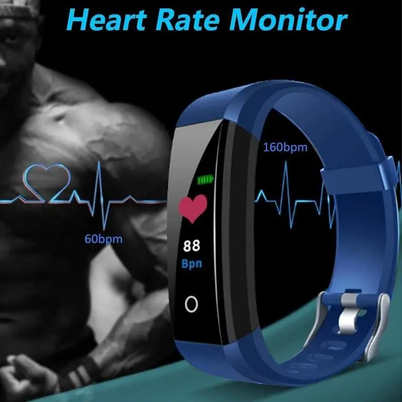 Waterproof Smart Band Heart Rate Blood Pressure Monitor Fitness Tracker