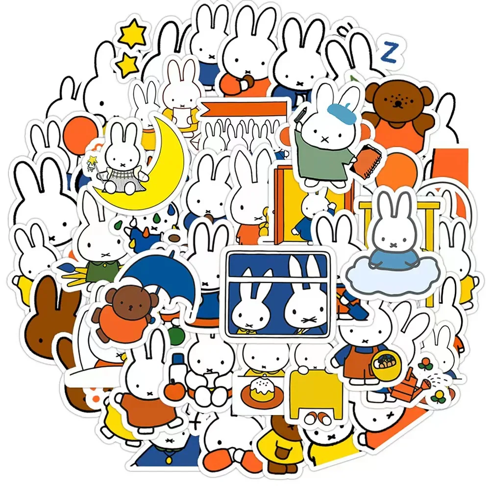 50PCS Miffy Kawaii Stickers Cute Cartoon Rabbit Girl Pocket Decoration ...