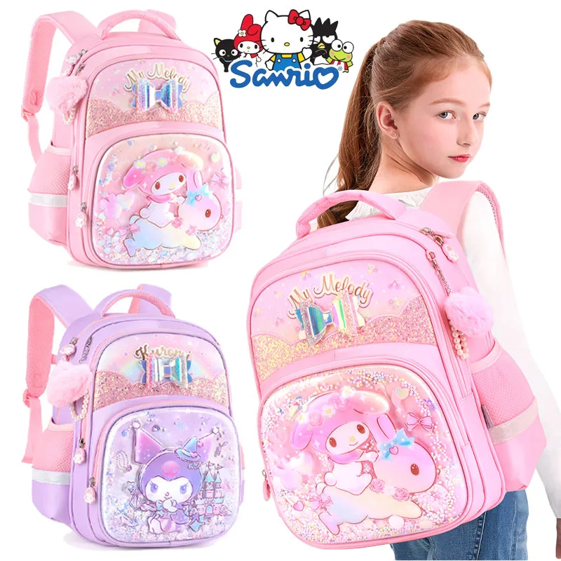 

New Sanrios Cinnamoroll Schoolbag Kuromi Hello Kitty My Melody Cartoon Lightweight Waterproof Large Capacity Students Backpack