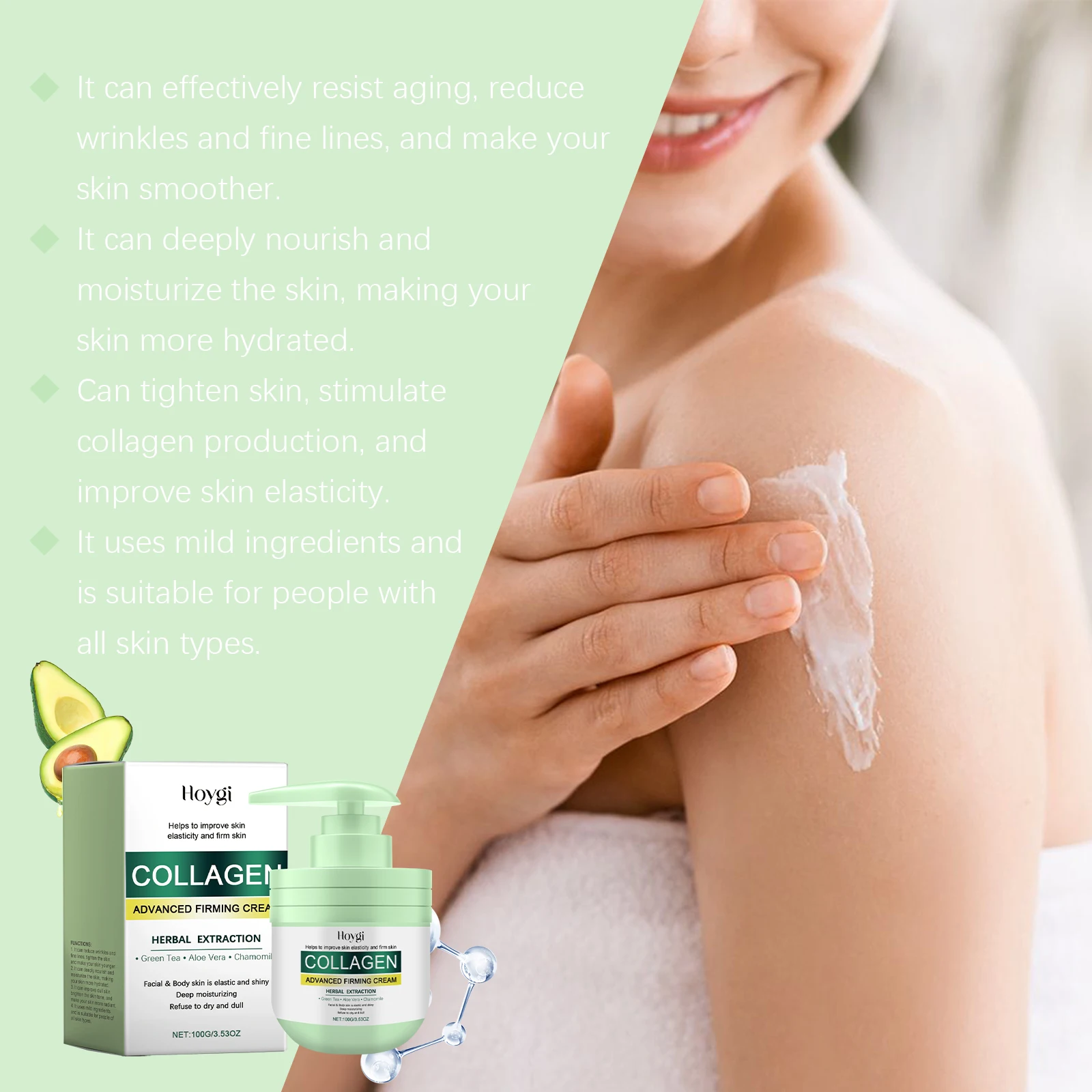 Collagen Body Cream Fade Fine Lines Increase Skin Elasticity Firming Skin Reduce Dark Spots Even Skin Tone Anti Acne Body Lotion 6
