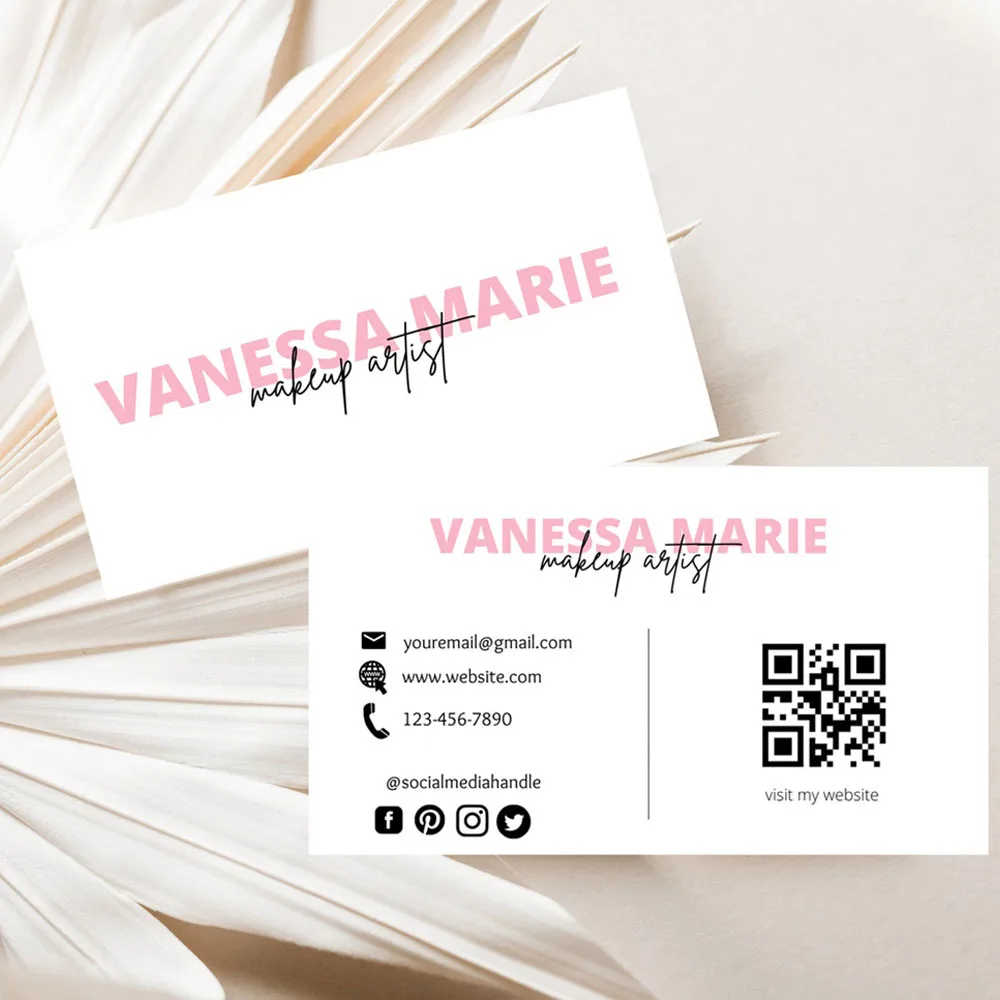 Customized Pink Business Card 300gsm Paper Cards With Logo Printing Double Sided Free Design Small Business Branding 90x54mm