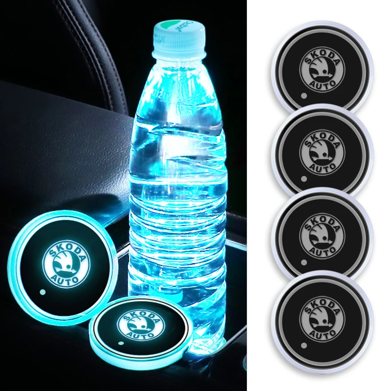 1pcsCarluminousCoastersLEDAmbianceCoastersForSkodaOctaviaMK2