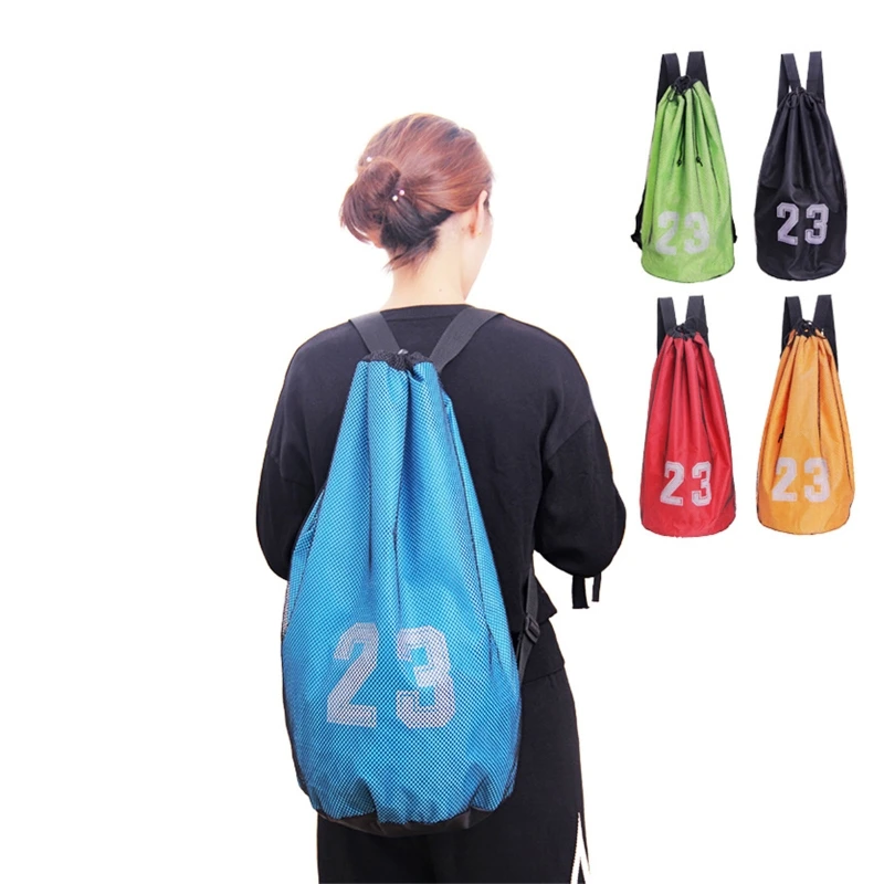 

Outdoor Shoulder Basketball Mesh Bag Portable Drawstring Volleyball Ball Storage Bags Football Soccer Storage Backpack G99D