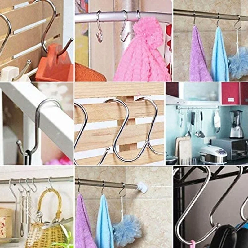 Stainless Steel S Shaped Hook Kitchen Bathroom Clothing S-shaped Hanger Hooks Multifunctional Metal Hanging Hook 1/5/10Pcs multi purpose hooks kitchen hooks metal hook