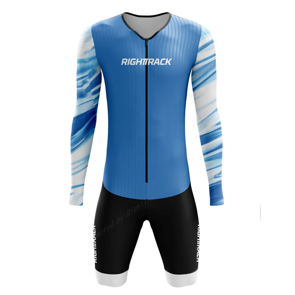 Men's Long Sleeve Cycling Skinsuit, Tri Suit, Gel Pad, MTB Road Bicycle Clothing, Cycling Equipment, New Arrival