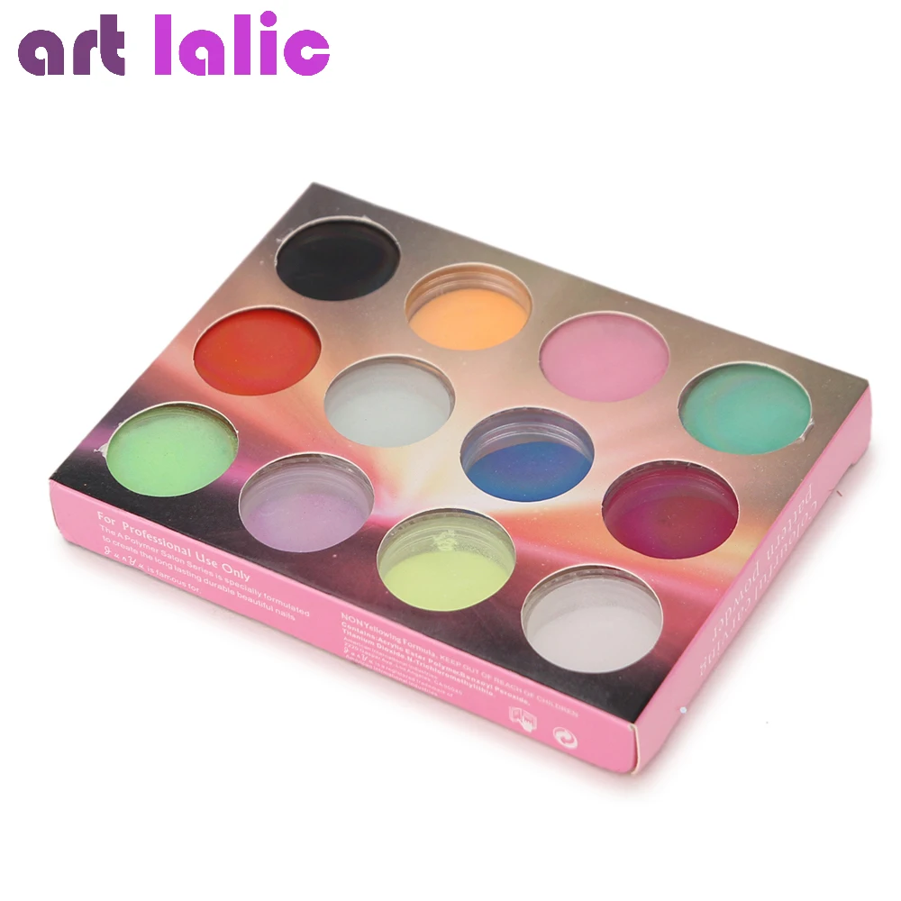 Acrylic powder for nail art, 12 colors, UV gel, 3D design, decoration for manicure