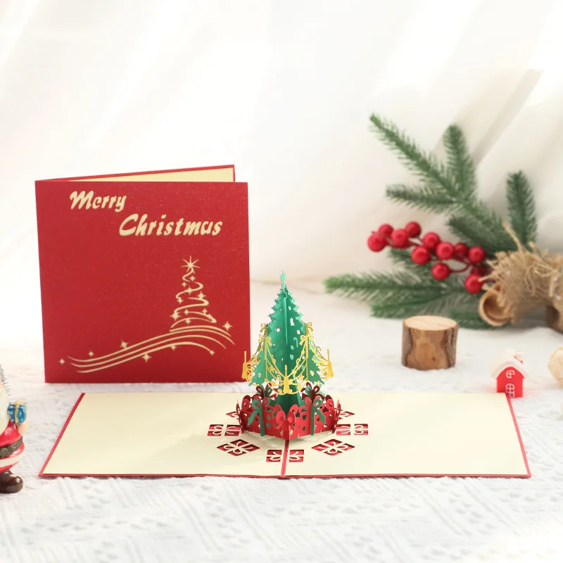 3D Greeting card Christmas Tree, Santa Claus, Elk Greeting Card Creative Christmas Student Gifts event gifts 5pcs