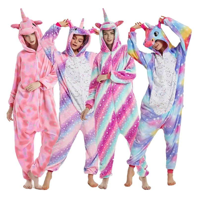 

Women Onesie Pijamas Unicorn Kigurumi Shark Bear Sleepwear Animal One-piece Bodysuits Adult Kids Full Body Jumpsuits