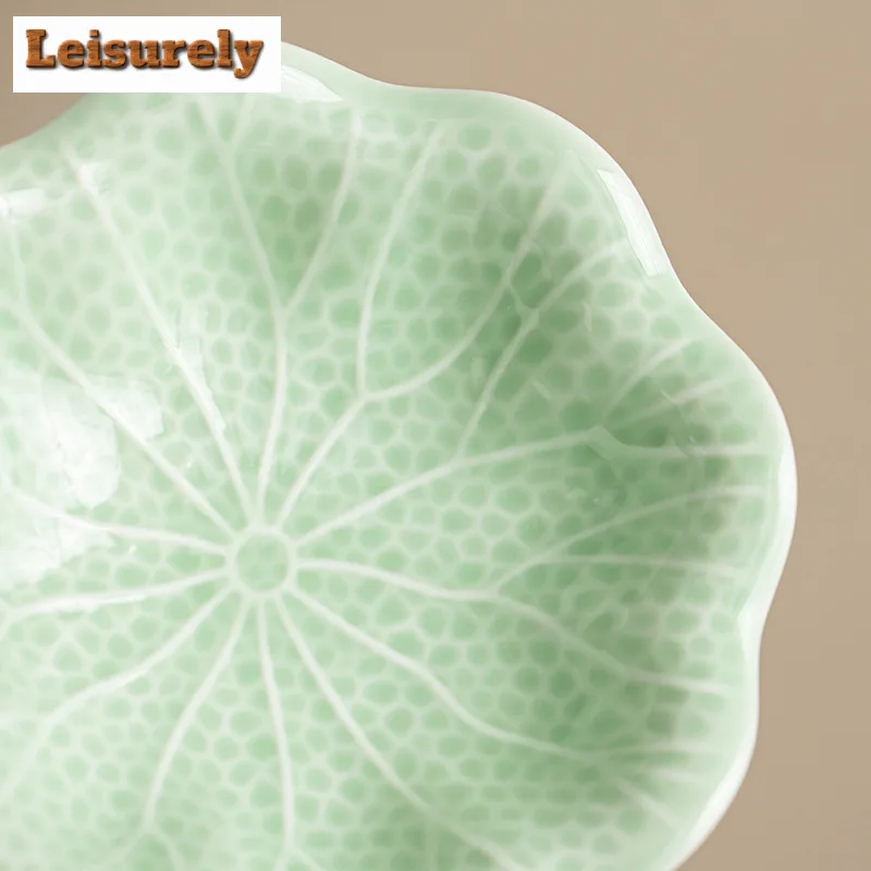 Lotus Leaf Fruit Dishes Retro Pastry Plate Fruit Plate Trinket Dish Household Serving Tray Tea Ceremony Supplies Ornaments Craft