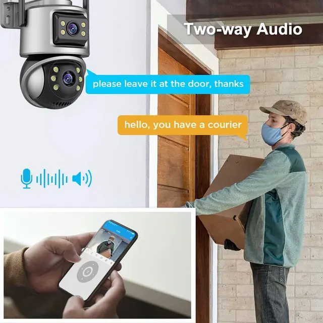 8MP 4K Outdoor High Definition Dual Lens WiFi IP Camera Automatically Track CCTV Two-way Audio and Video Surveillance ICSEE 2