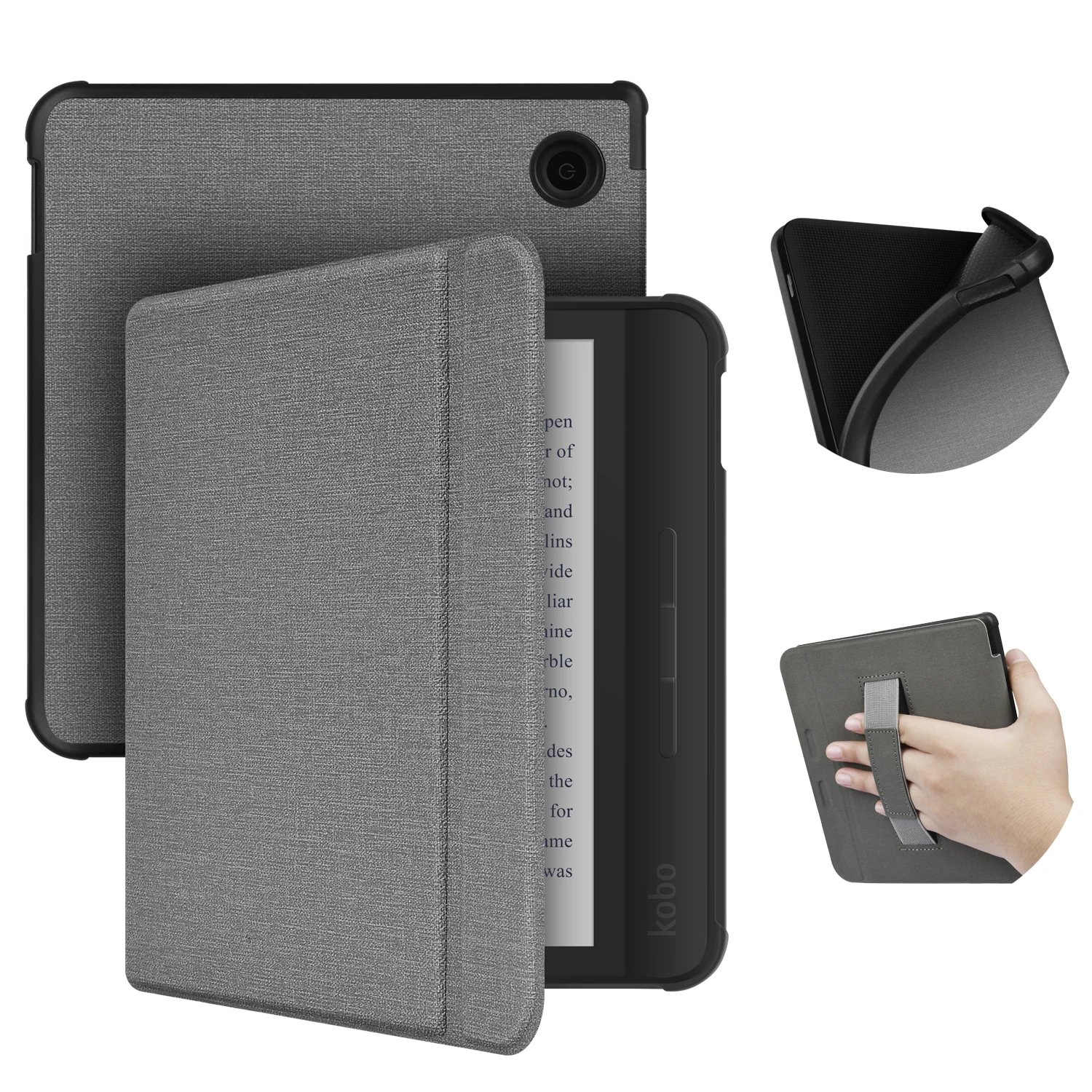 Kobo Libra Protective Case with Hand Strap and Sleep/Wake Feature - 7 Inch Ebook Cover