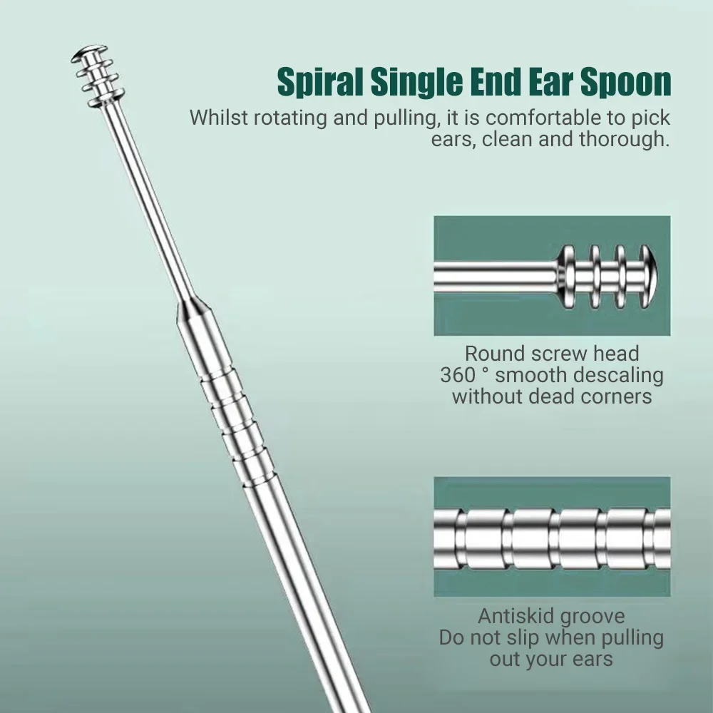 6pcs Ear Cleaner Set Earpick Ear Wax Remover Spoon Curette Ear Cleaning Spiral Earpick Easy Earwax Removal Kit Gadget 3