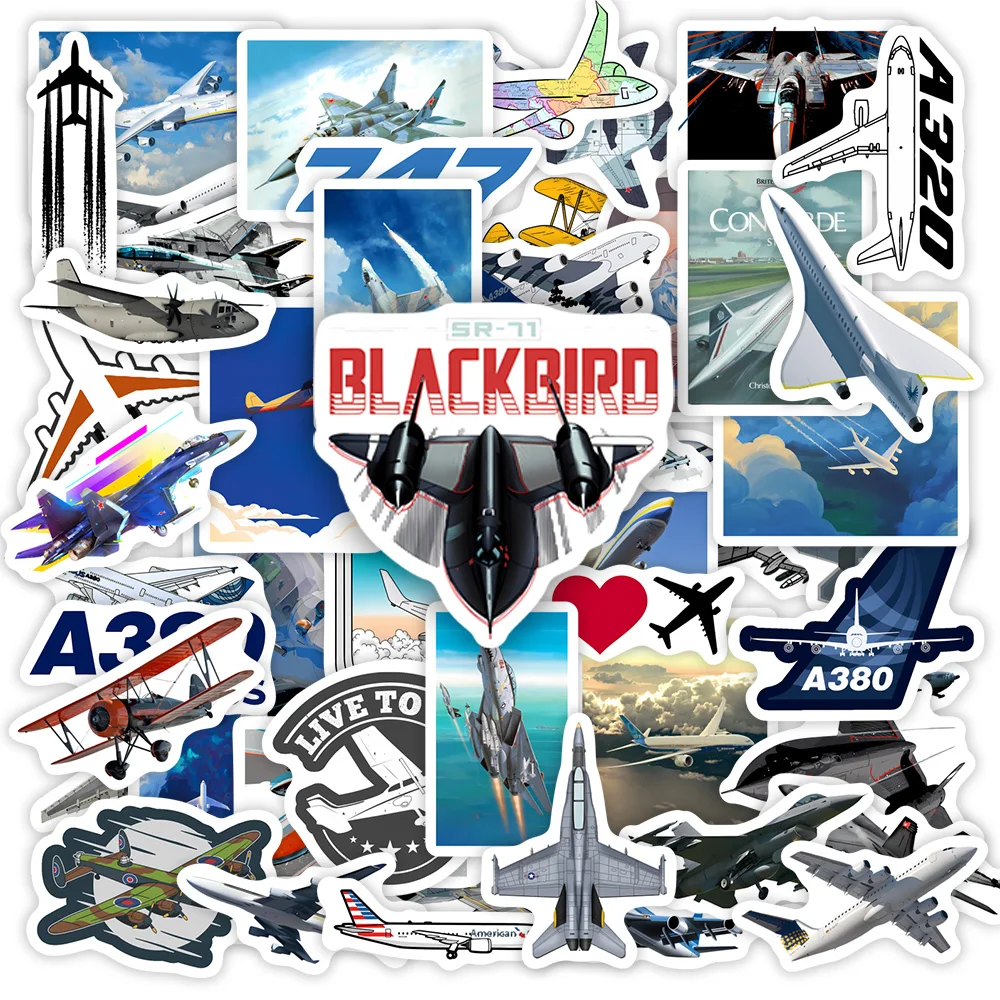 label stickers Airplane Collection Stickers Fighter Aircraft Airliner Cool DIY Gift Decal for Phone Laptop Bottles Scrapbook Waterproof Sticker