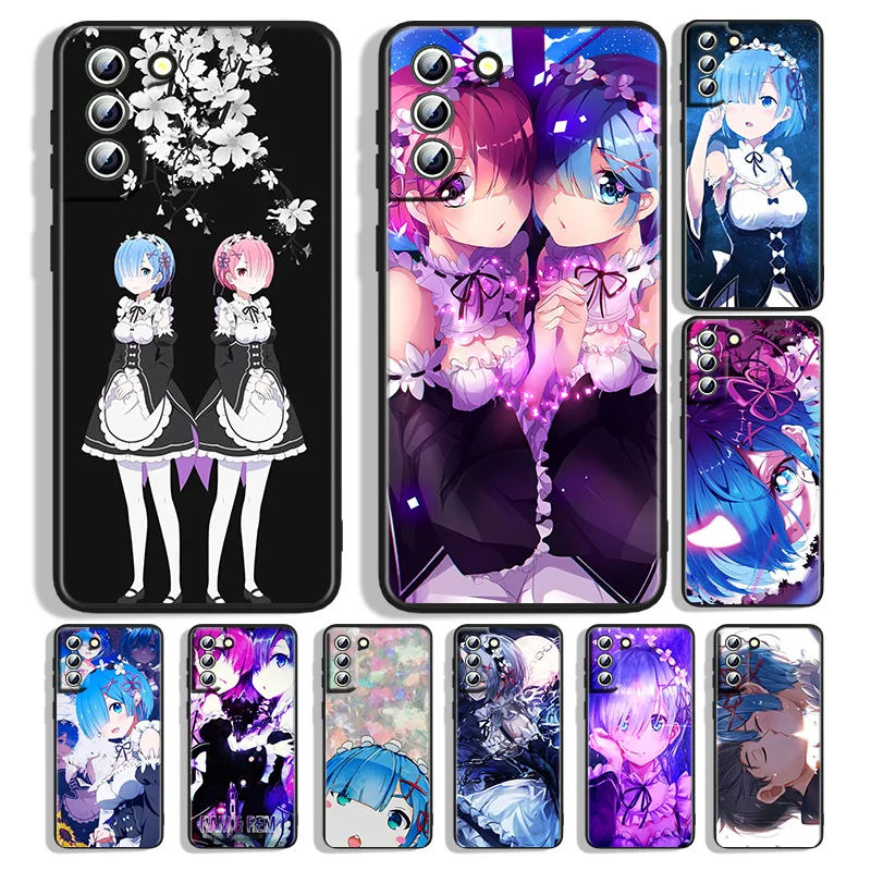 

Anime RE ZERO Ram Rem Soft Black Phone Case For Samsung Galaxy S22 S21 S20 FE Ultra S10e S10 S9 S8 S7 S6 Edge Plus Cover