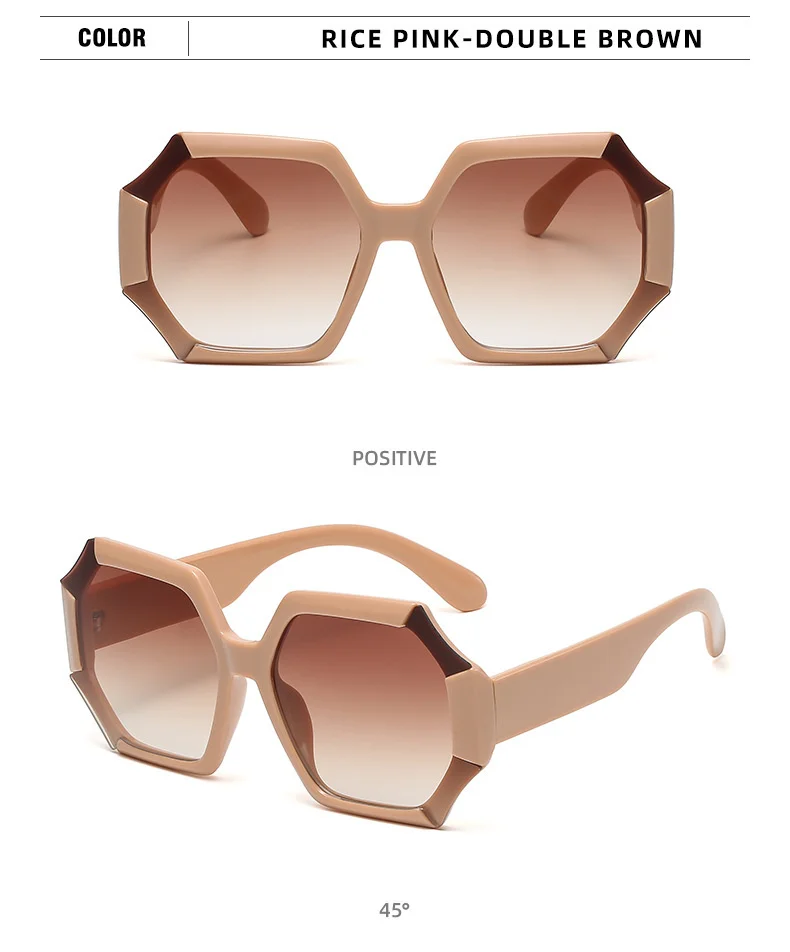 LONSY Vintage Oversize Round Sunglasses Women Luxury Brand Design Retro Sun Glasses Female Big Frame Shades Black Lady UV400 – Detail 14