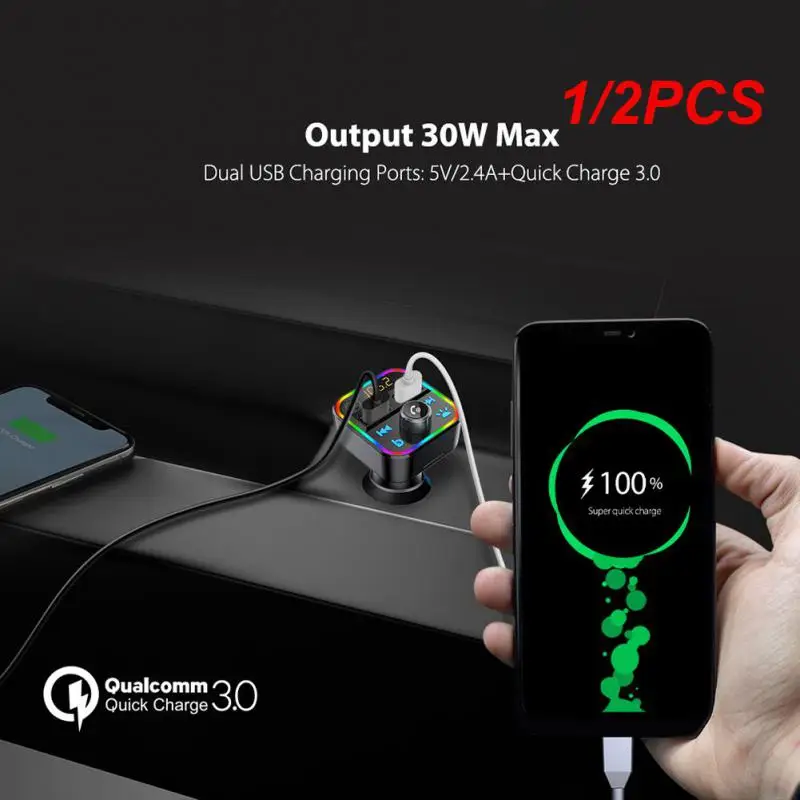 

1/2PCS Cigarette Lighter Bt22 Fast Charge Atmosphere Lighting Dual Usb Charging Ports Multifunctional For
