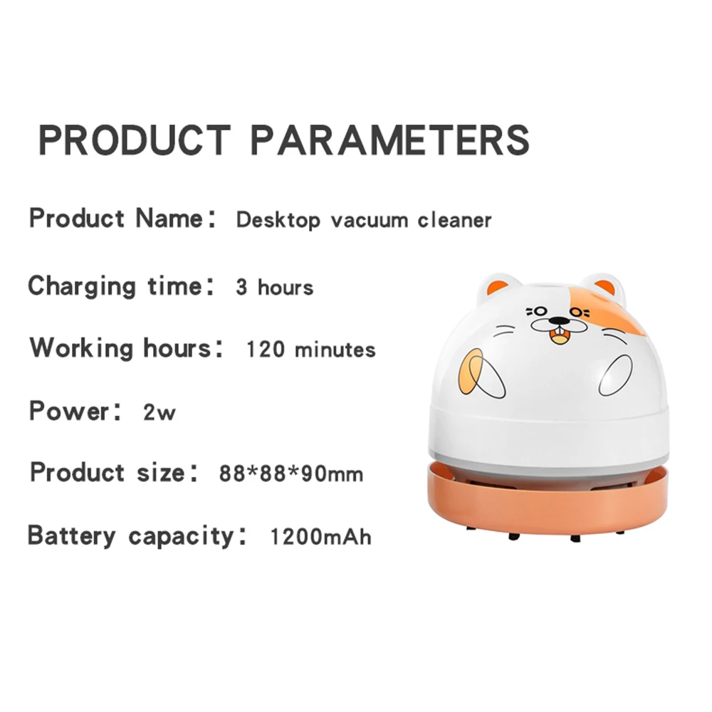 Desktop Vacuum Cleaner Cute Portable Table Dust Sweeper Cartoon Vacuum Battery Operated for Cleaning Dust Crumbs Hairs Scraps