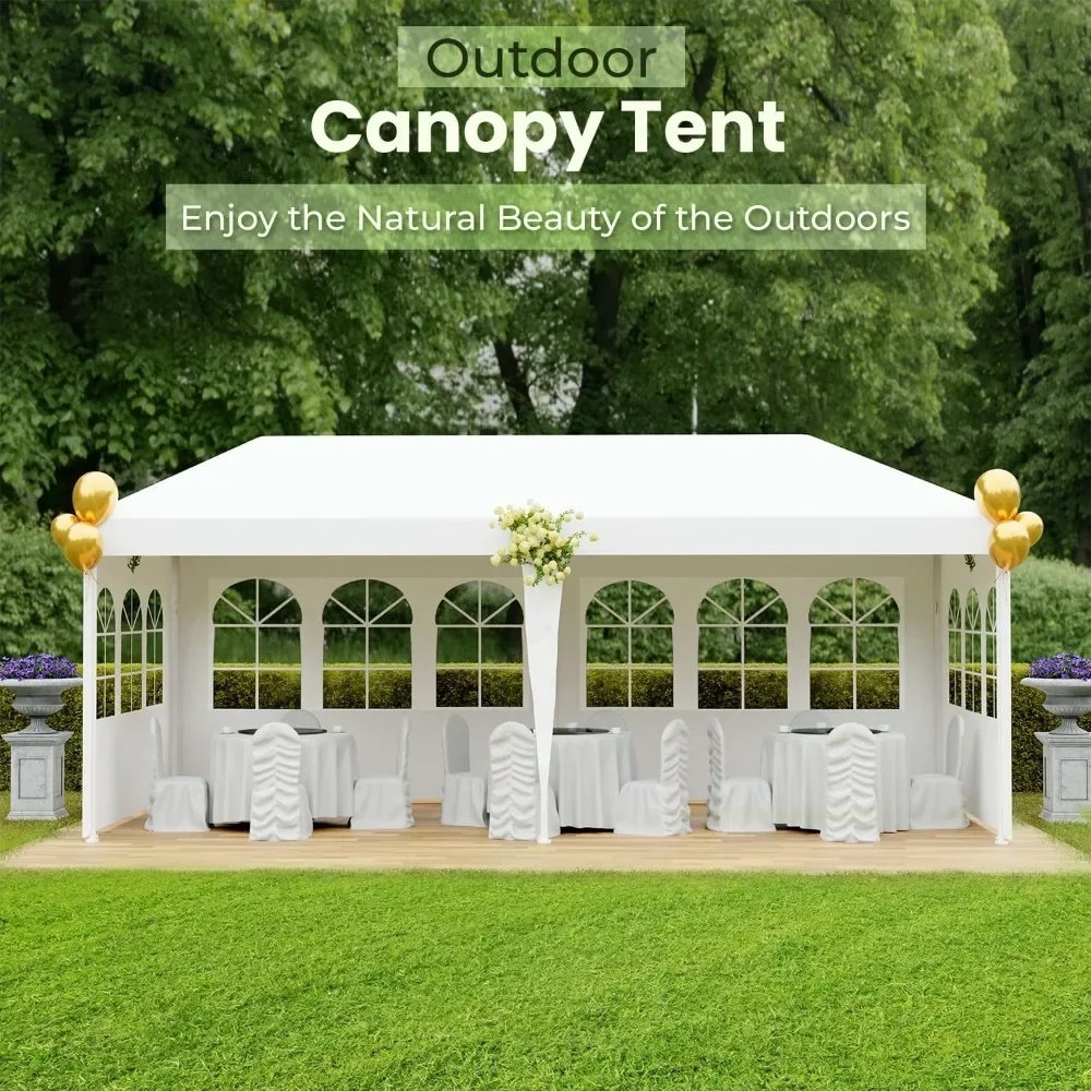 

Gazebo 10x20 Outdoor Gazebo Wedding Party Tent Canopy Tent With 4 Removable Sidewalls Folding Awning White Garden Shade Supplies