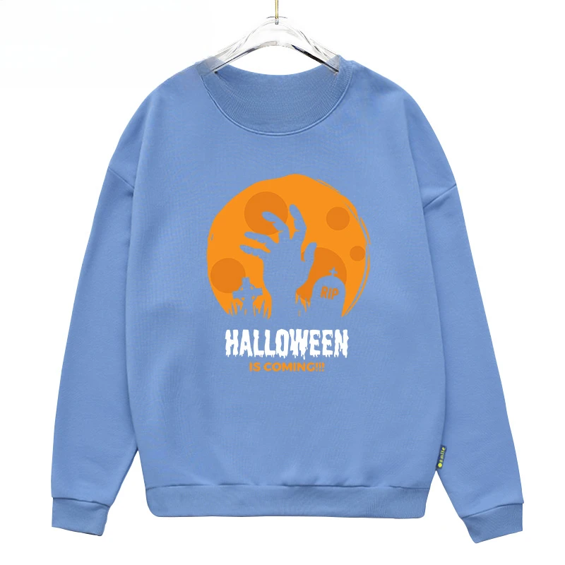 Autumn/winter New Horror Halloween Skull Hoodie Pure Cotton Printed Hoodie Hood Street Fashion Boys and Girls