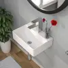 Rectangle Vessel Sink Wall Mounted White Porcelain Ceramic 14" x 10" Modern Bathroom Hung Easy Clean Sturdy Durable Fast Install 2
