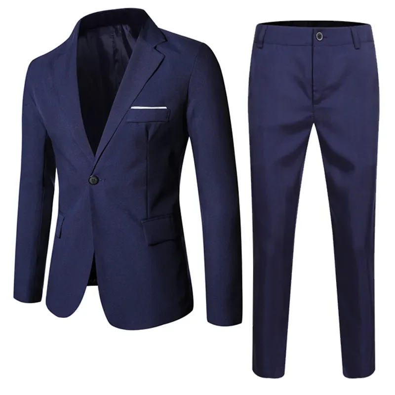 Western-Style Men's 2-Piece Set formal suit Bride's Groom's Wedding Banquet Clothes Husband's Brother's Formal Business Wear