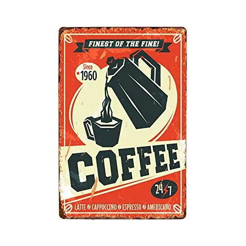 

8x12 Inch Retro Metal Coffee Theme Metal Tin Signs Cafe Shop Plaque Vintage Bar Pub Wall Decorative Poster Home Decor aasd-04