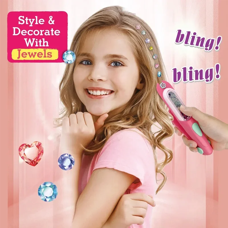 Toys for Girls Beauty Fashion Reusable Hair Diamonds Bling Glitter Hair Jewel Drill Interactive Toys Headwear Accessories Gifts