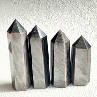 1PC High Quality Natural Silver Obsidian Crystal Energy Tower Spiritual Meditation Home Decor Crystal Gem Gift 1