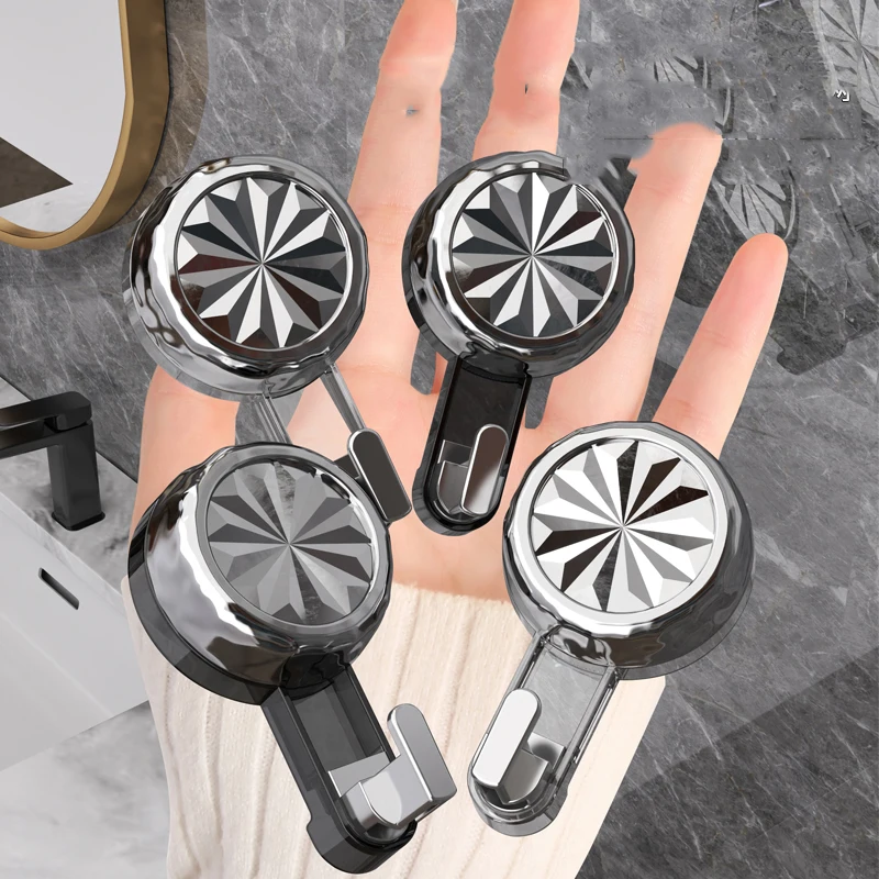 Vacuum suction cup rotating hook glass kitchen utensil suction cup hook transparent reusable heavy-duty bathroom hook 4