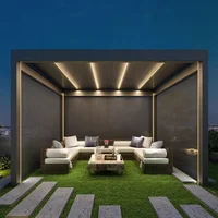 Aluminum pergola, rainproof, electrically adjustable gazebo, electric louvered awning, outdoor patio sunshade. 4