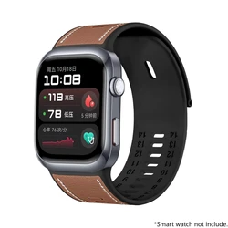 Premium Leather and Silicone Hybrid Wristband - huawei watchD2 (Brown)