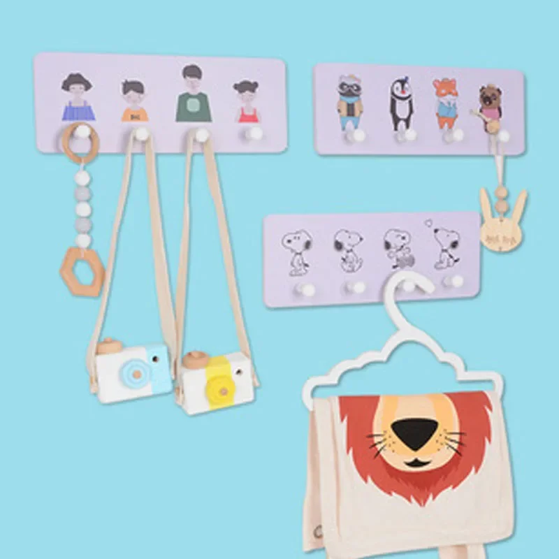 Cute Rainbow Kids Room Hook Wall Mounted Key Holder Wood Hanger Girls Bedroom Decoration Hooks Clothes Sundries Organizer Gifts 6