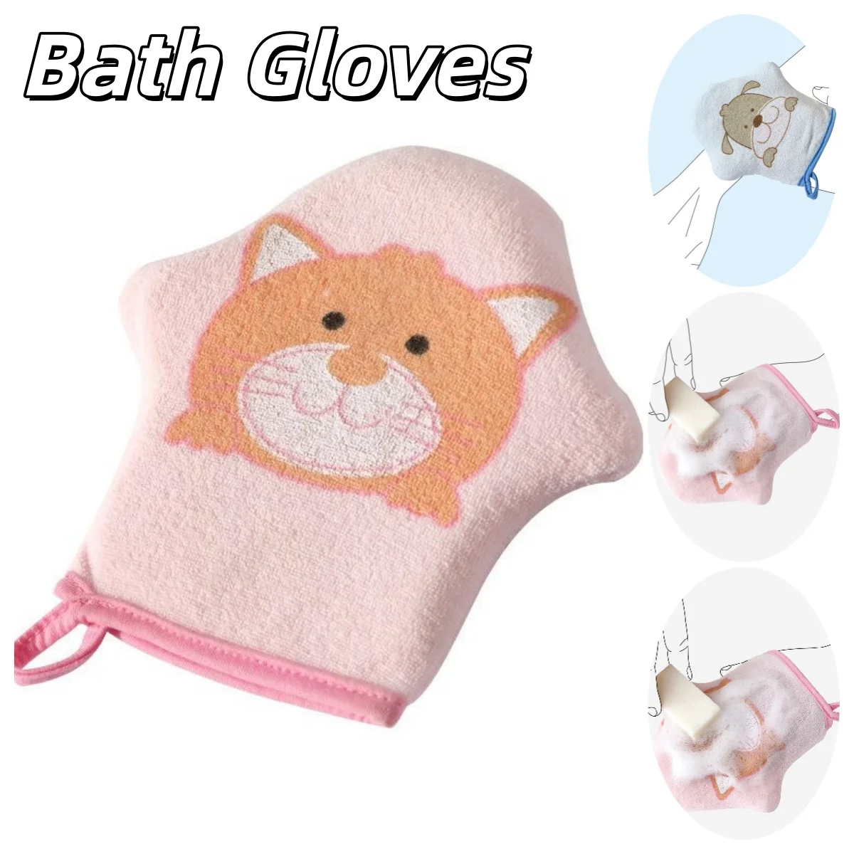 Bath Gloves Bathing Sponge Gloves Soft Exfoliating Bath Mitt-Painless ...