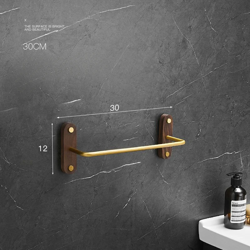 Bathroom Wood Aluminum Towel Hanger Wall Mounted Towel Rack Wood Bar Rail for Bedroom Corner Brass Hanging Rod