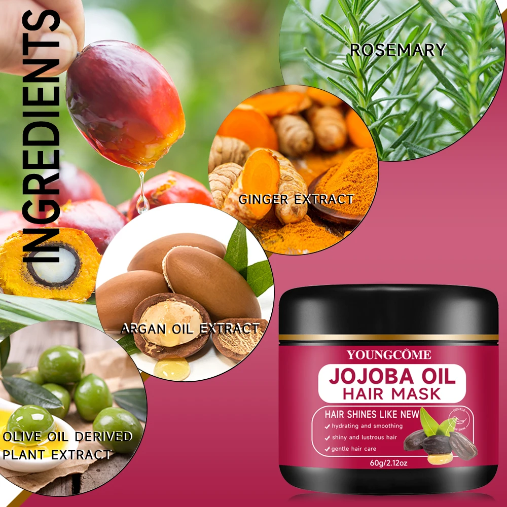 Jojoba Oil Hair Mask Professional Hair Mask Deep Nourishing Care Repair Damaged Restore Shine Suitable For All