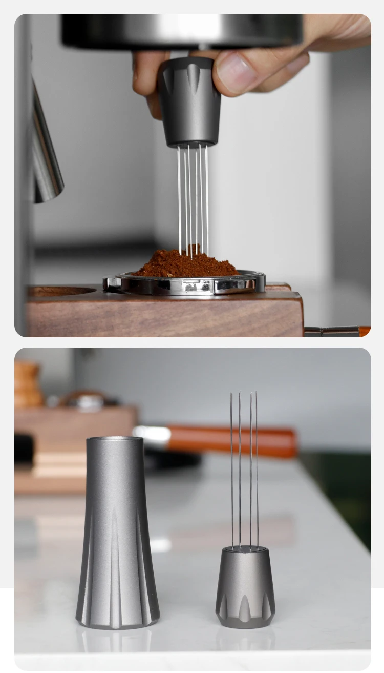 304 Edelstahl wdt Werkzeug mit Stand Kaffee Nadel Verteiler Espresso Rührer Kaffeepulver Manipulation Barista Zubehör – Detail 16