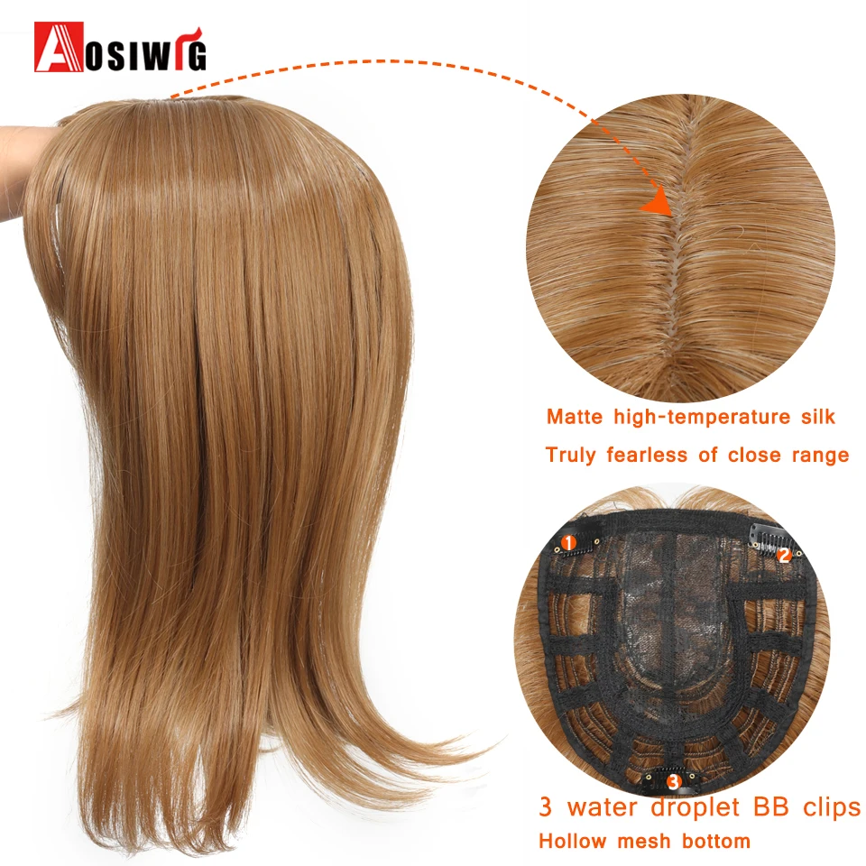 AOSI syntetická dlouhé přímo vlasy zavírače s 3 klipů vlasy prodlužování natě příčesky do vlasů pro ženy s ofina