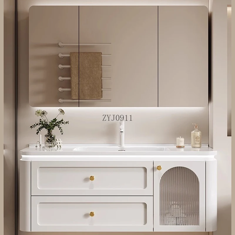 *Nordic style ceramic integrated basin rounded corner bathroom cabinet combined toilet washbasin cabinet